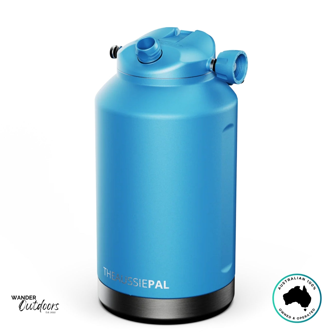 The Aussie Pal 6L Hydro Jug in blue highlighting chug-style lid option for fast pour and easy refills.