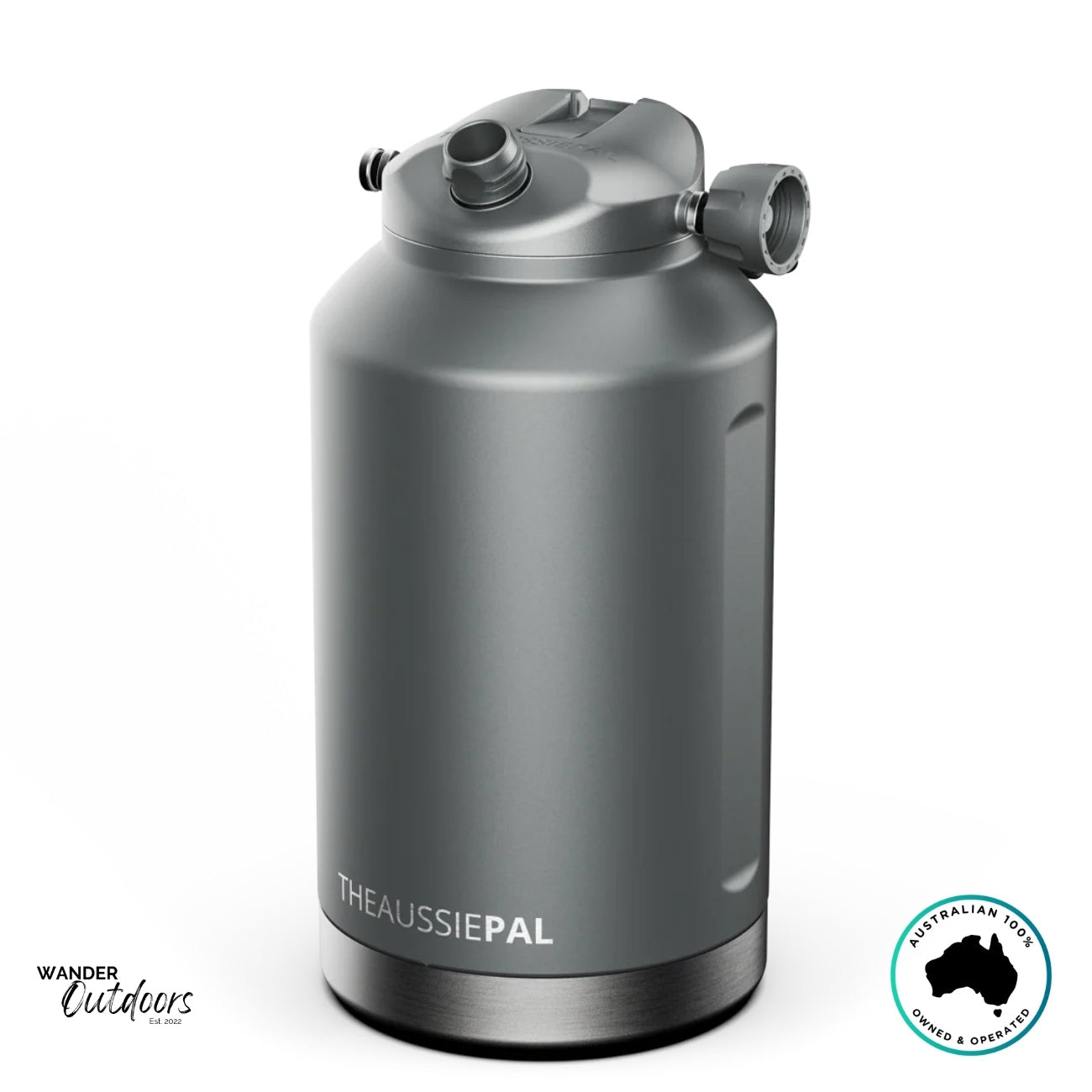 The Aussie Pal 6L Hydro Jug in charcoal showcasing chug-style lid option for fast pour and easy refills.