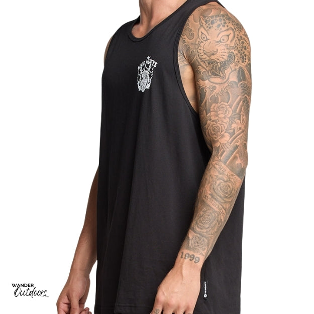 The Mad Hueys Ahoy Fkrs Black Tank Side Front View