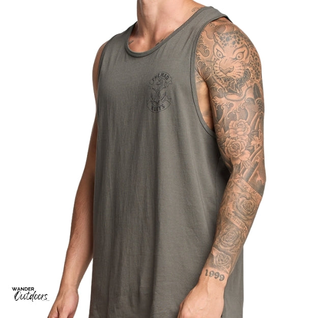 The Mad Hueys Anchor Bones Charcoal Tank Front SIde View