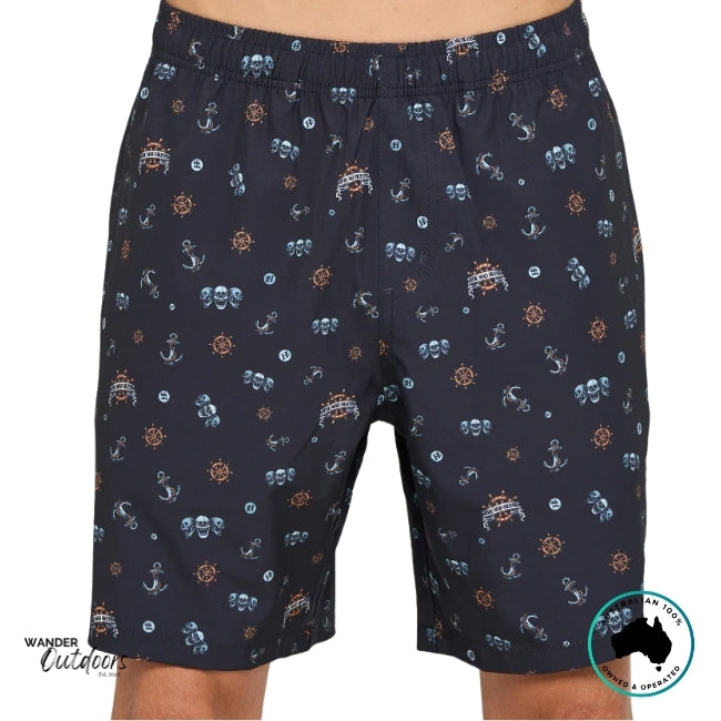 The Mad Hueys Triple Anchor 18" Swim Volley Shorts