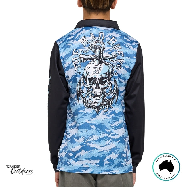 The Mad Hueys Youth Rope Skull Anchor UPF50+ Fishing Jersey
