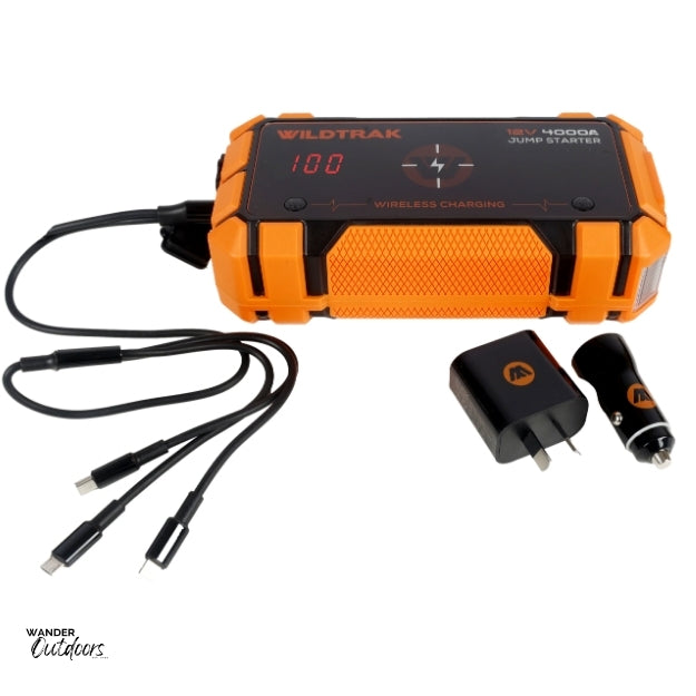 Wildtrak Heavy-Duty 4000A 28KMAH HP Lithium Car & 4WD Jump Starter & Wireless Charger