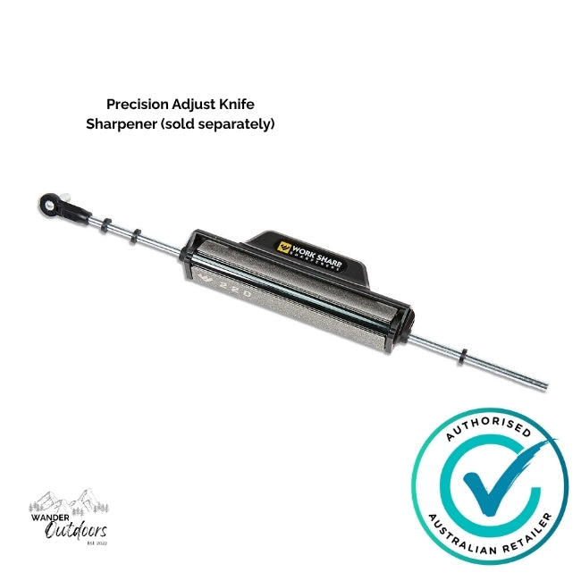 Precision adjust knife sharpener with Wander Outdoors branding on a white background