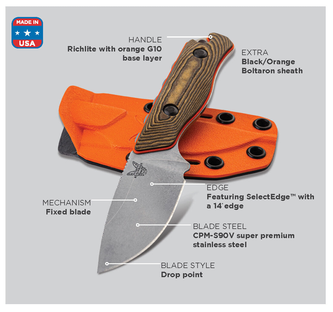 Benchmade 15017-1 Hidden Canyon Hunter Knife - Fixed Blade - Richlite Handle - Wander Outdoors