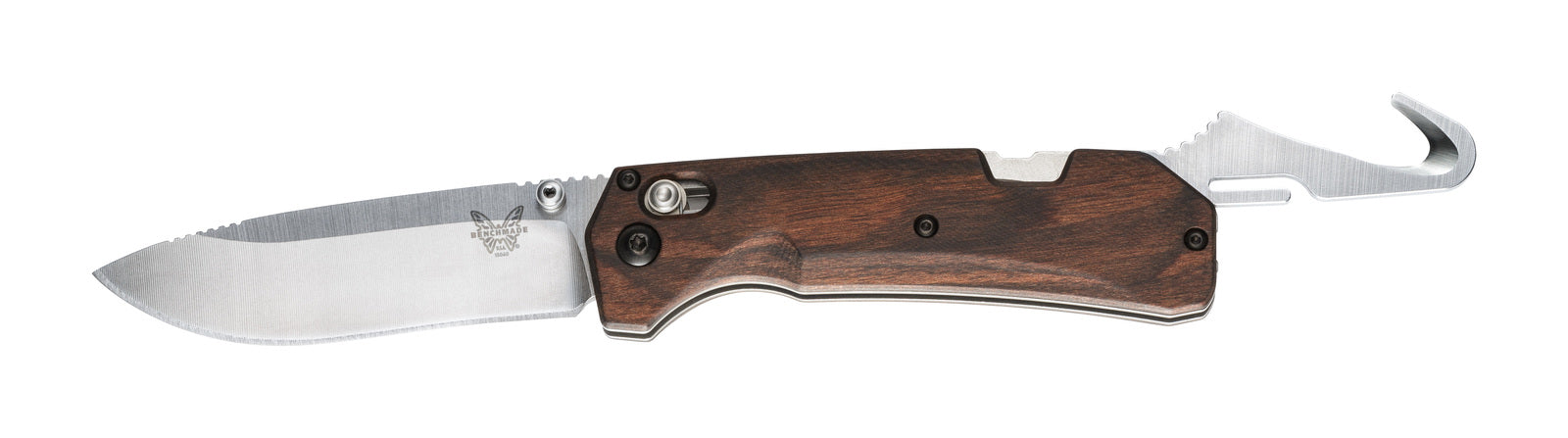 Benchmade 15060-2 Grizzly Creek Axis Folding Knife with Gut Hook and Wood Handle - Wander Outdoors