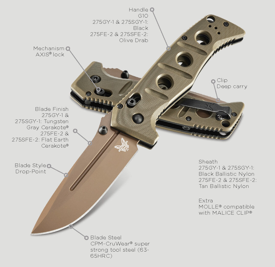 Benchmade 275FE-2 Adamas Axis Folding Knife - Flat Earth - Wander Outdoors