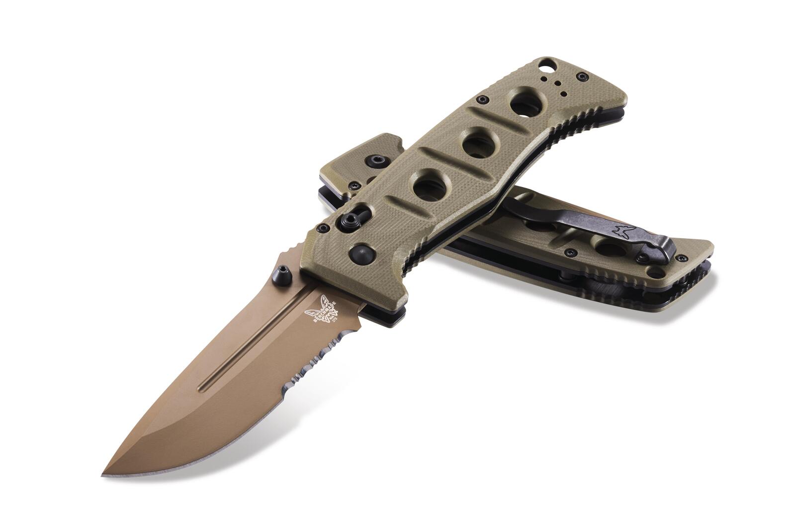 Benchmade 275SFE-2 Adamas Axis Folding Knife - Flat Earth - Part Serrated Blade - Wander Outdoors