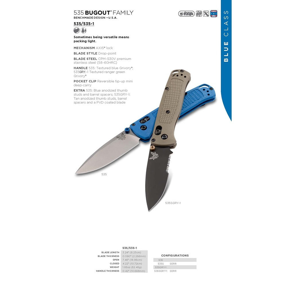 Benchmade 535 Bugout Axis Folding Knife - Wander Outdoors