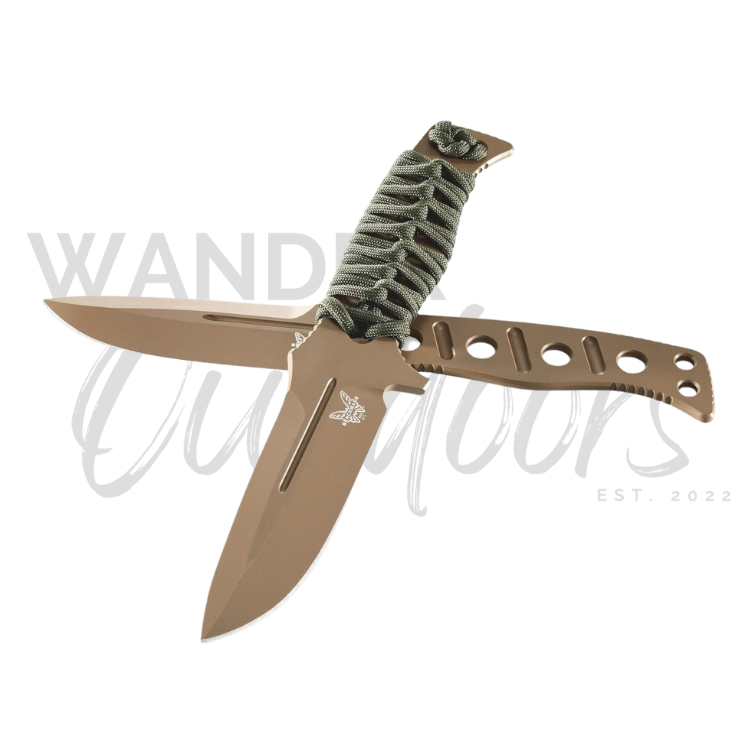 Benchmade 375FE-1 Adamas Knife - Fixed Blade - Flat Earth Handle and Olive Drab Paracord - Wander Outdoors