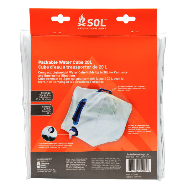 SOL Packable Water Cube - 20Ltr - Wander Outdoors